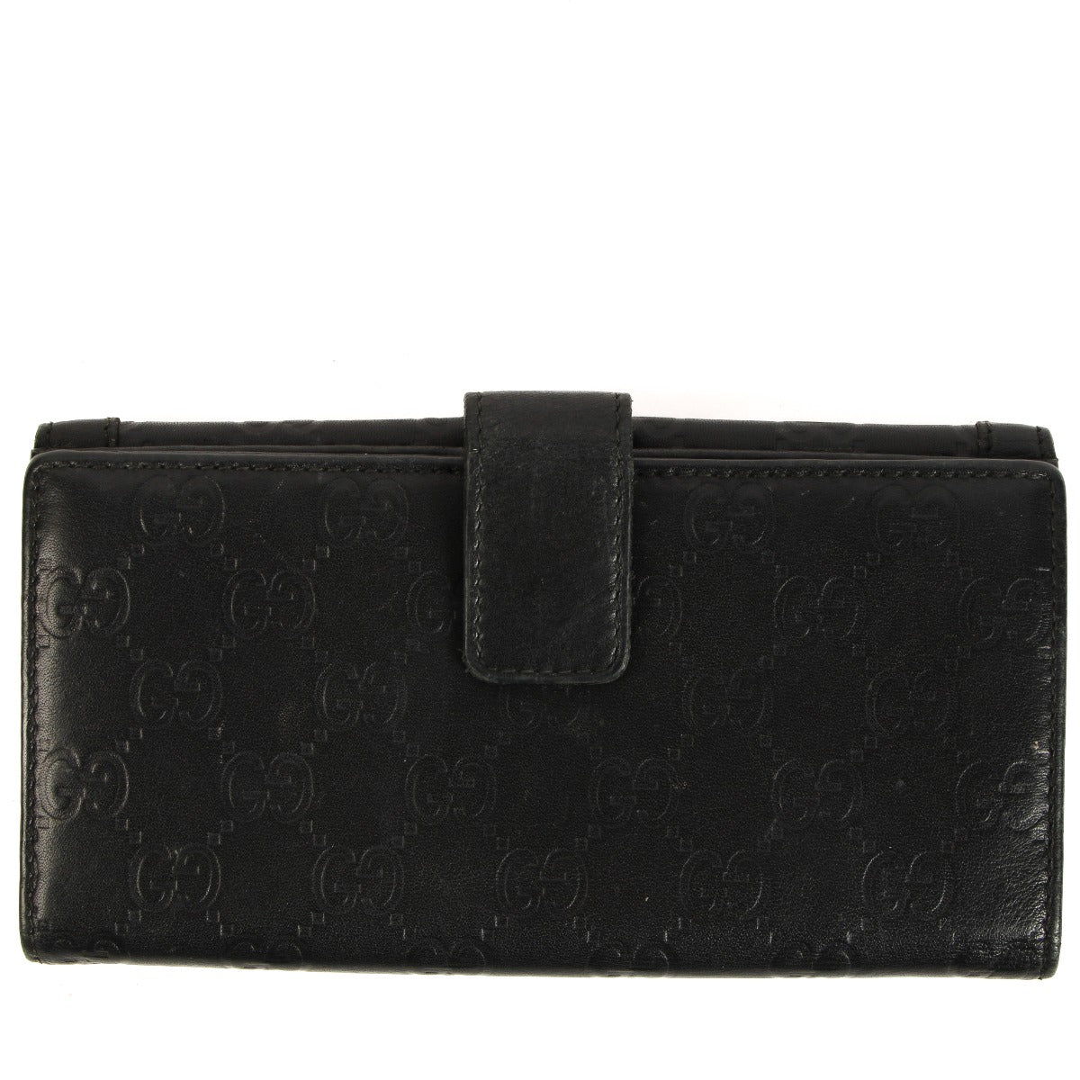 Gucci Black Guccissima Crest Emblem Long Wallet