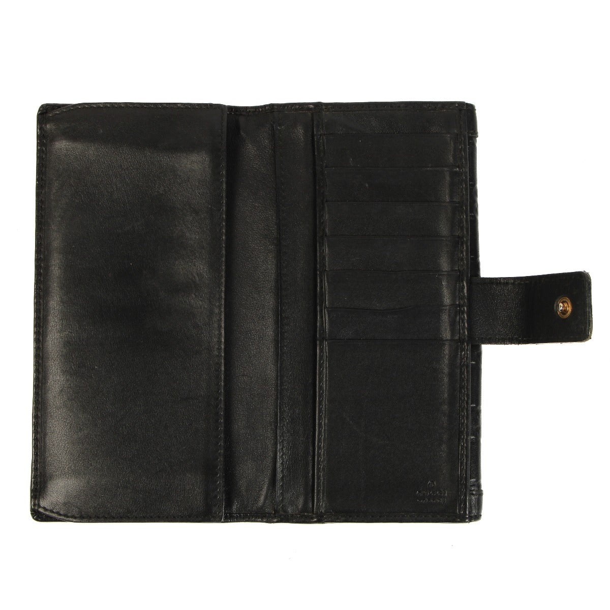 Gucci Black Guccissima Crest Emblem Long Wallet