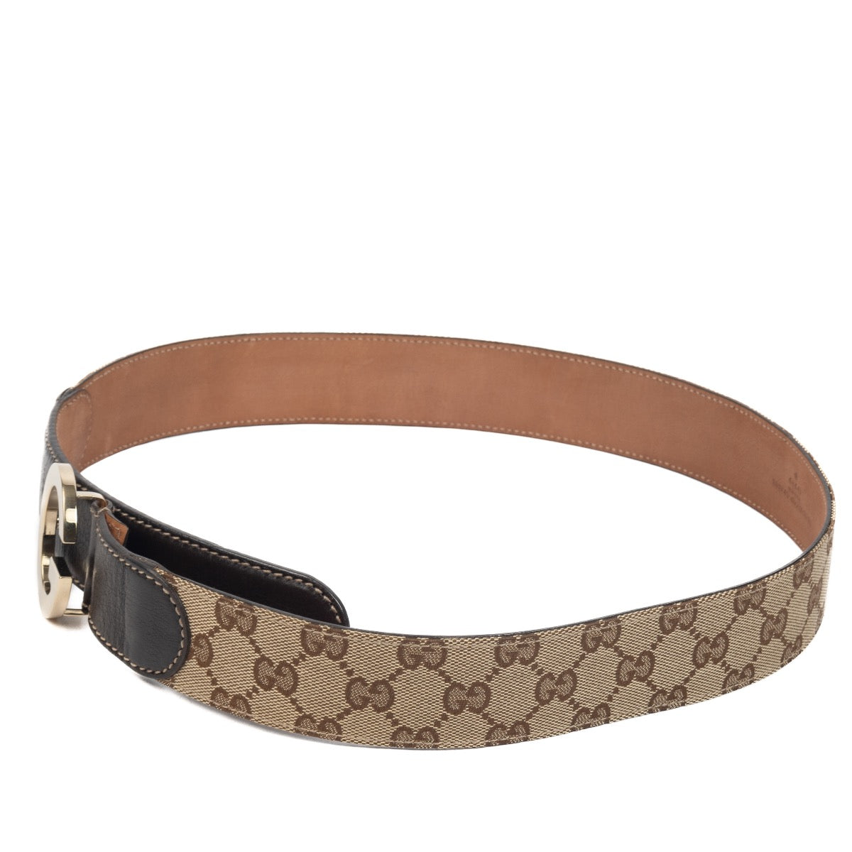 Shop 100% authentic second-hand Gucci Beige/Brown GG Canvas and Leather Buckle Belt on Labellov.com
