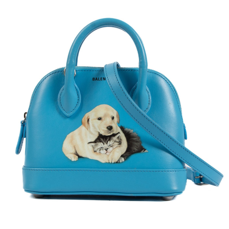 Balenciaga Blue Leather Puppy and Kitten Ville XXS Bag