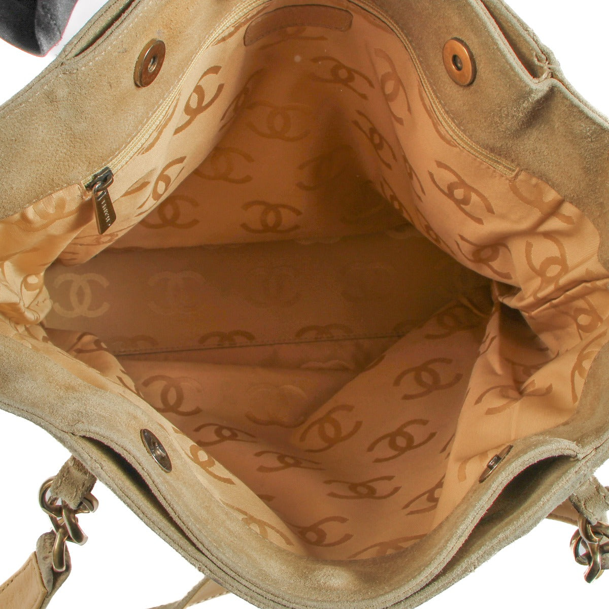 Chanel Beige Quilted Suede CC Tote Bag