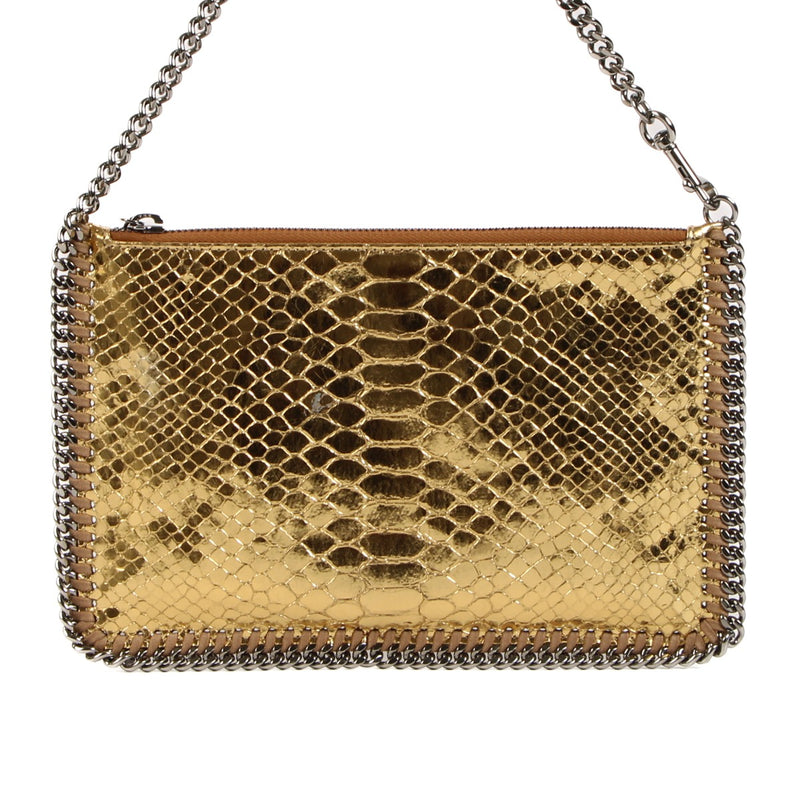 Stella McCartney Gold Python Effect Falabella Chain Clutch bag