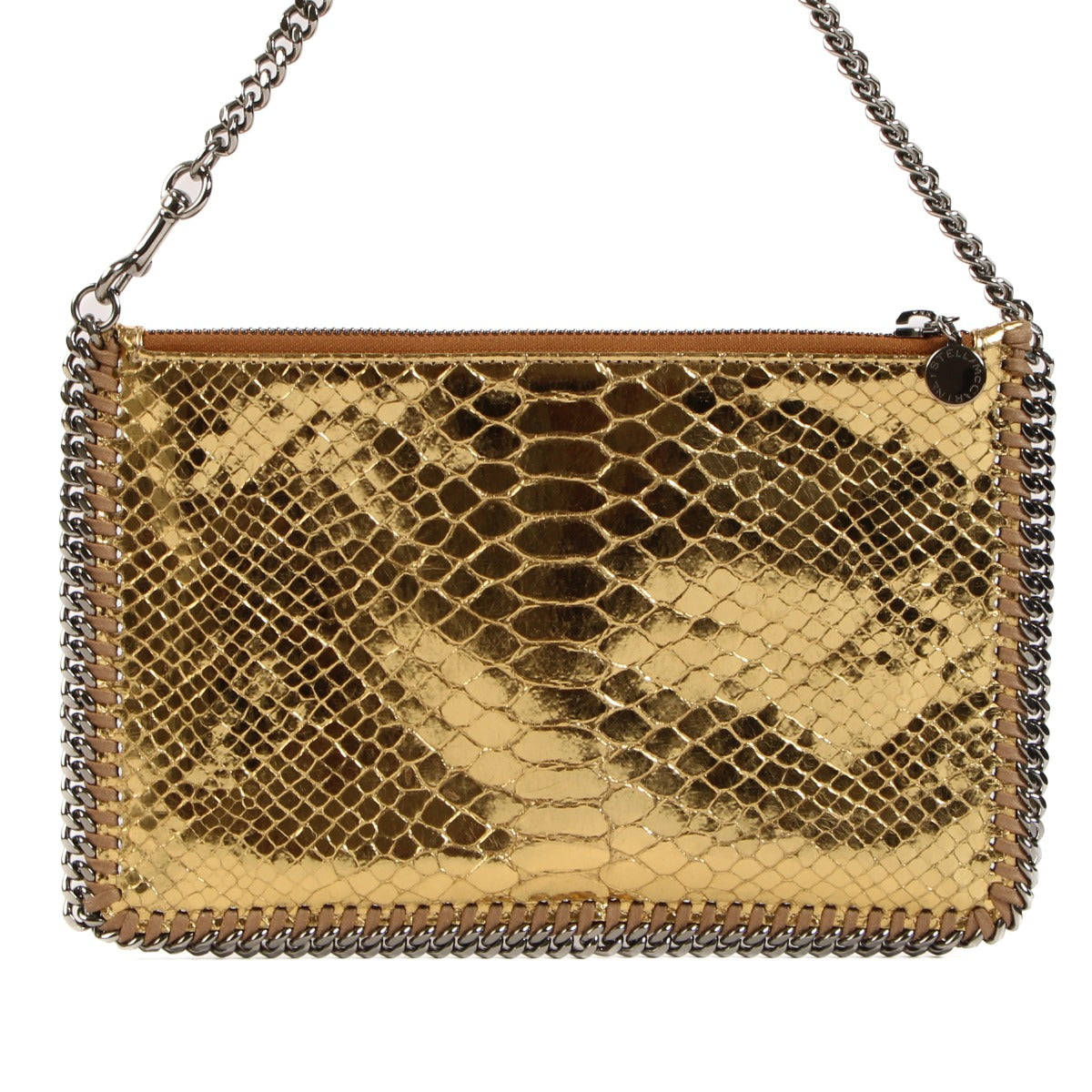 Stella McCartney Gold Python Effect Falabella Chain Clutch bag