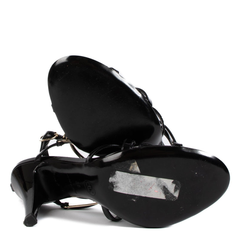Shop 100% authentic second-hand Chanel Black Patent Leather Sandals in size 38 on Labellov.com