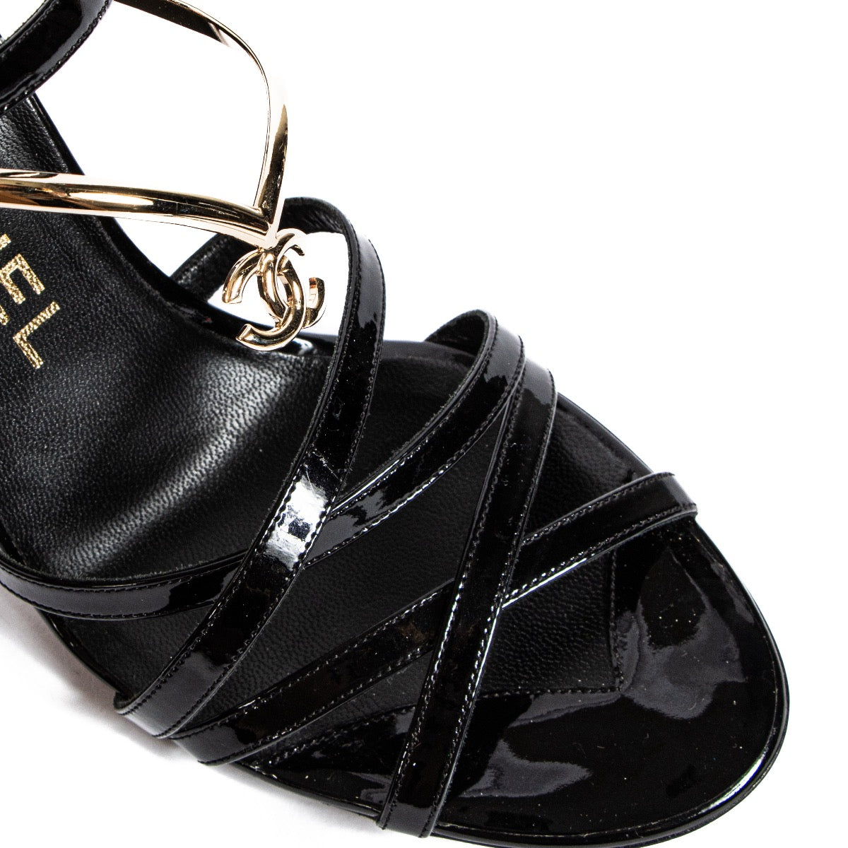 Shop 100% authentic second-hand Chanel Black Patent Leather Sandals in size 38 on Labellov.com