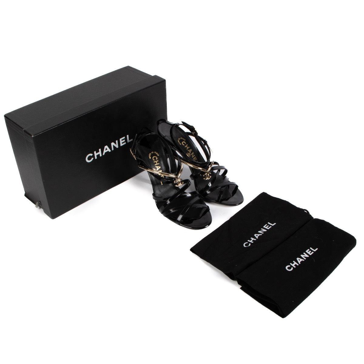 Shop 100% authentic second-hand Chanel Black Patent Leather Sandals in size 38 on Labellov.com