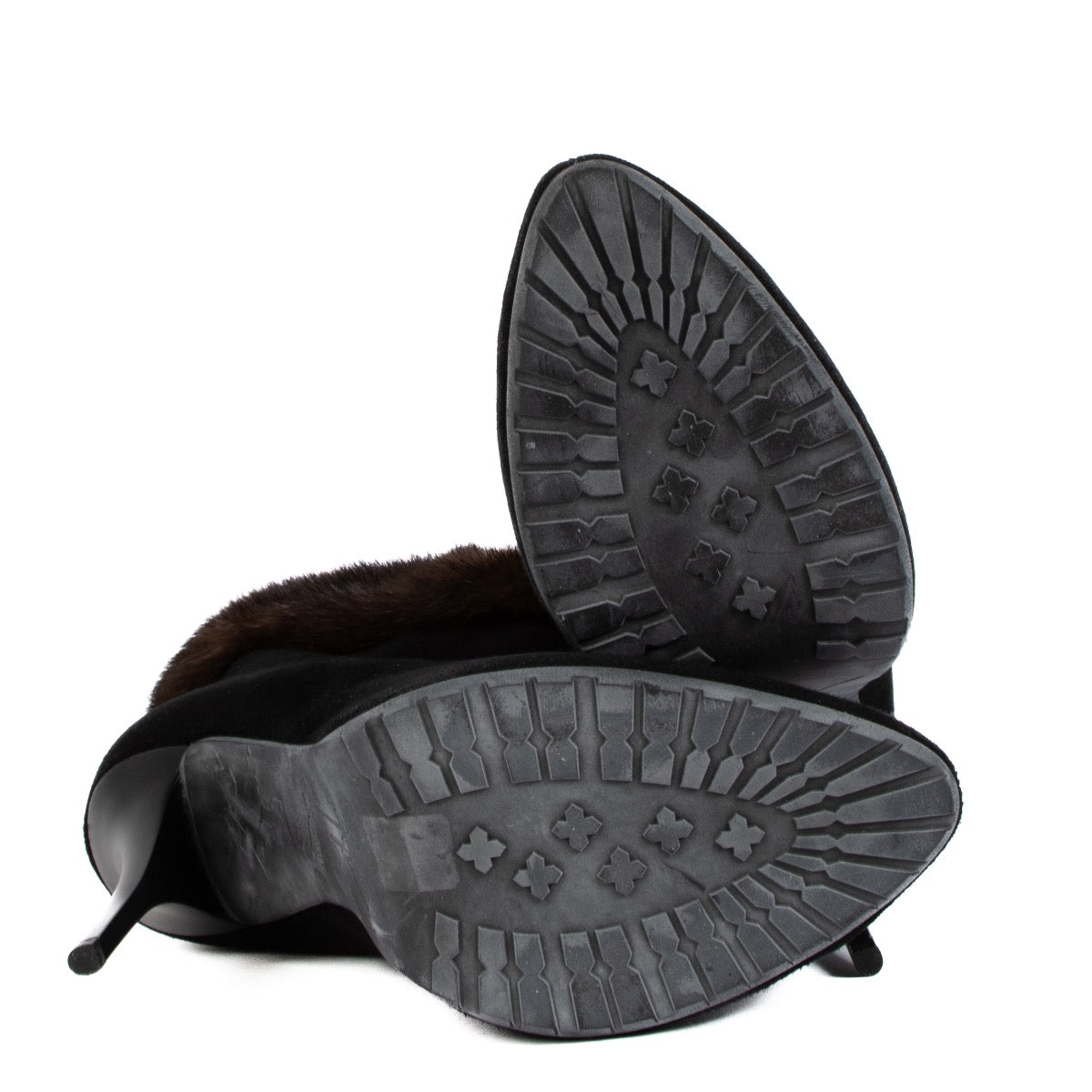 Shop 100% authentic second-hand Giuseppe Zanotti Black Suede Mink Fur Ankle Boots in size 38 on Labellov.com