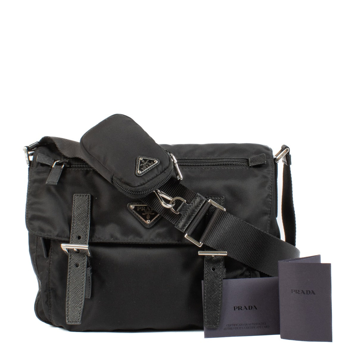 Shop 100% authentic Prada Black Re-Nylon Messenger Bag at Labellov.com.