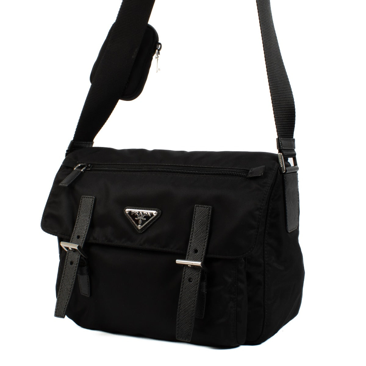 Shop 100% authentic Prada Black Re-Nylon Messenger Bag at Labellov.com.