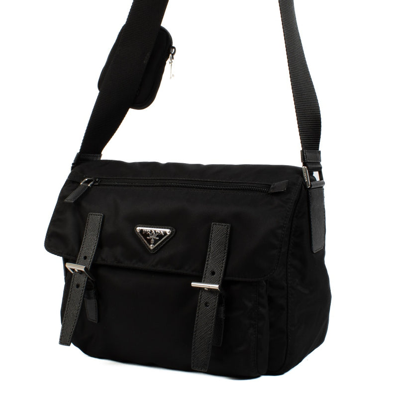 Shop 100% authentic Prada Black Re-Nylon Messenger Bag at Labellov.com.