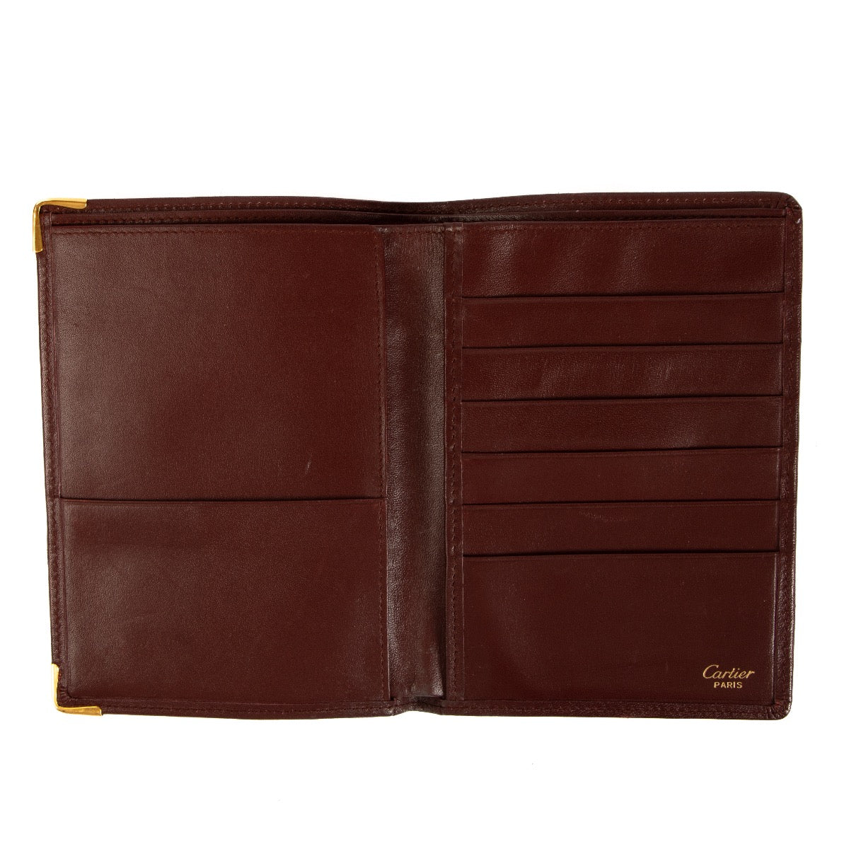 Shop 100% authentic second-hand Cartier Burgundy Leather Bi-fold Long Wallet on Labellov.com