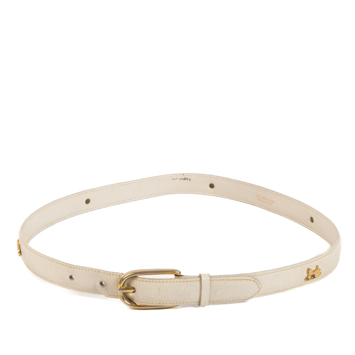Shop 100% authentic second-hand Céline White Vintage Carriage Belt on Labellov.com