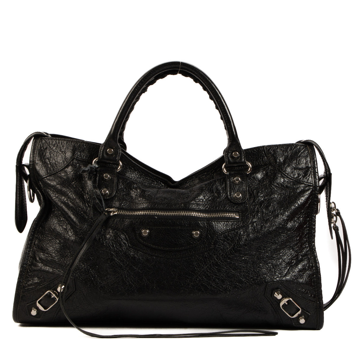 Balenciaga Black Arena Leather Medium City Bag