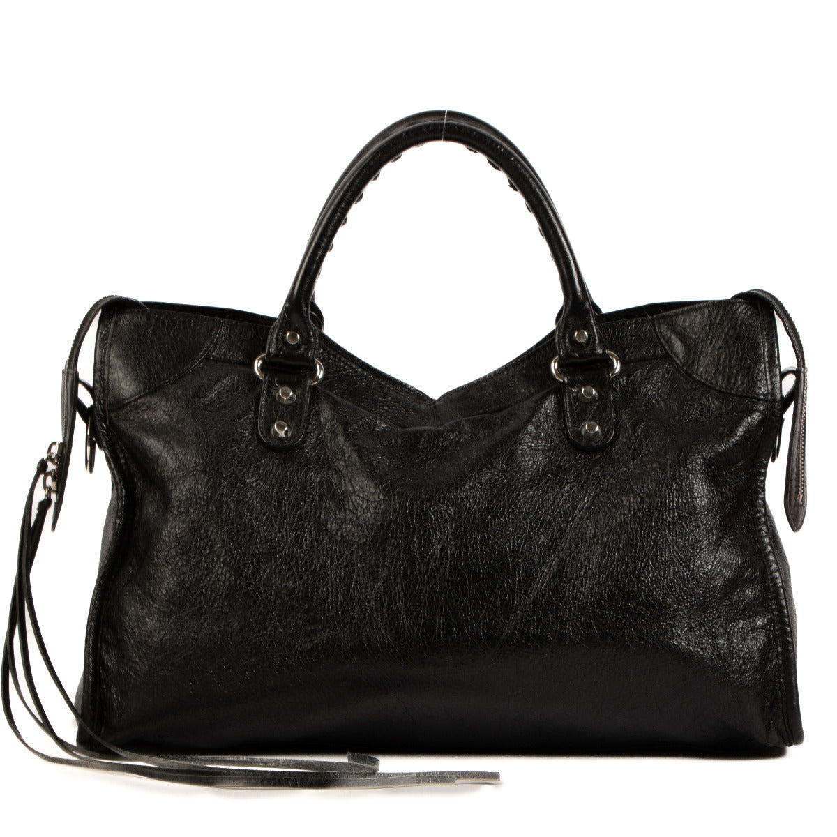 Balenciaga Black Arena Leather Medium City Bag