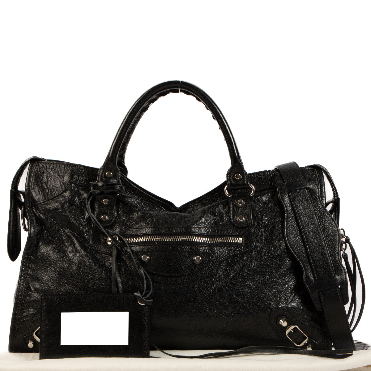 Balenciaga Black Arena Leather Medium City Bag