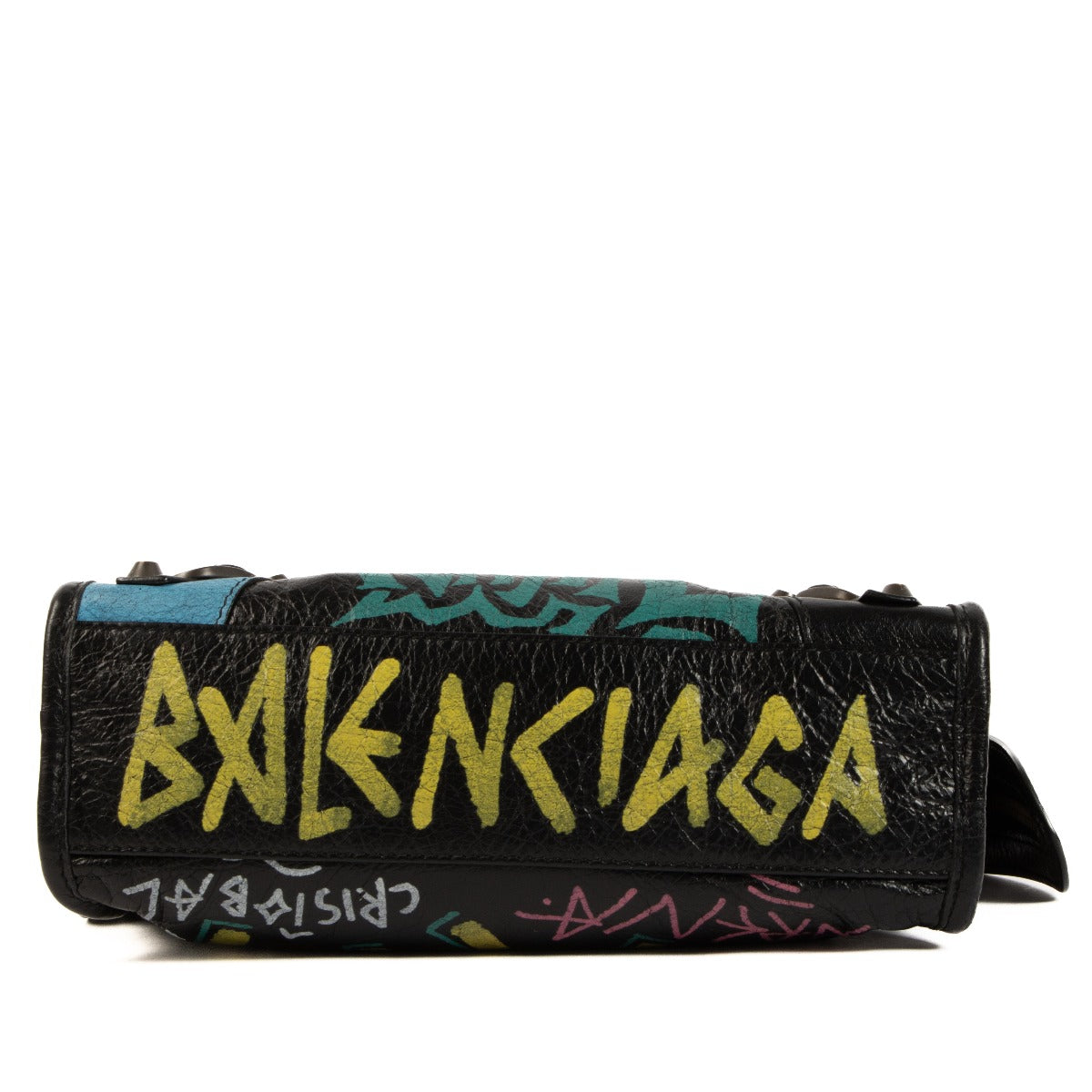 Balenciaga Zwarte Graffiti Mini Classic City Tas