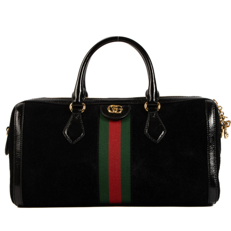 Gucci Black Suede Orphidia Small Boston Bag