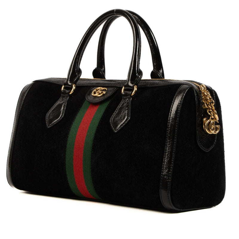 Gucci Black Suede Orphidia Small Boston Bag