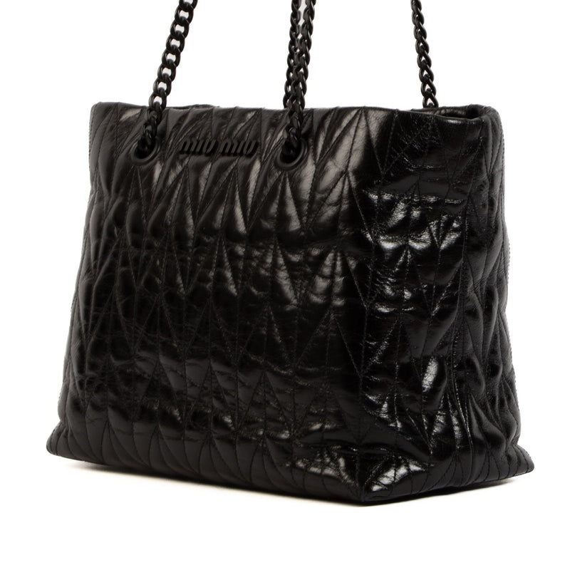 Shop 100% authentic second-hand Miu Miu Black Matelassé Leather Tote Bag on Labellov.com