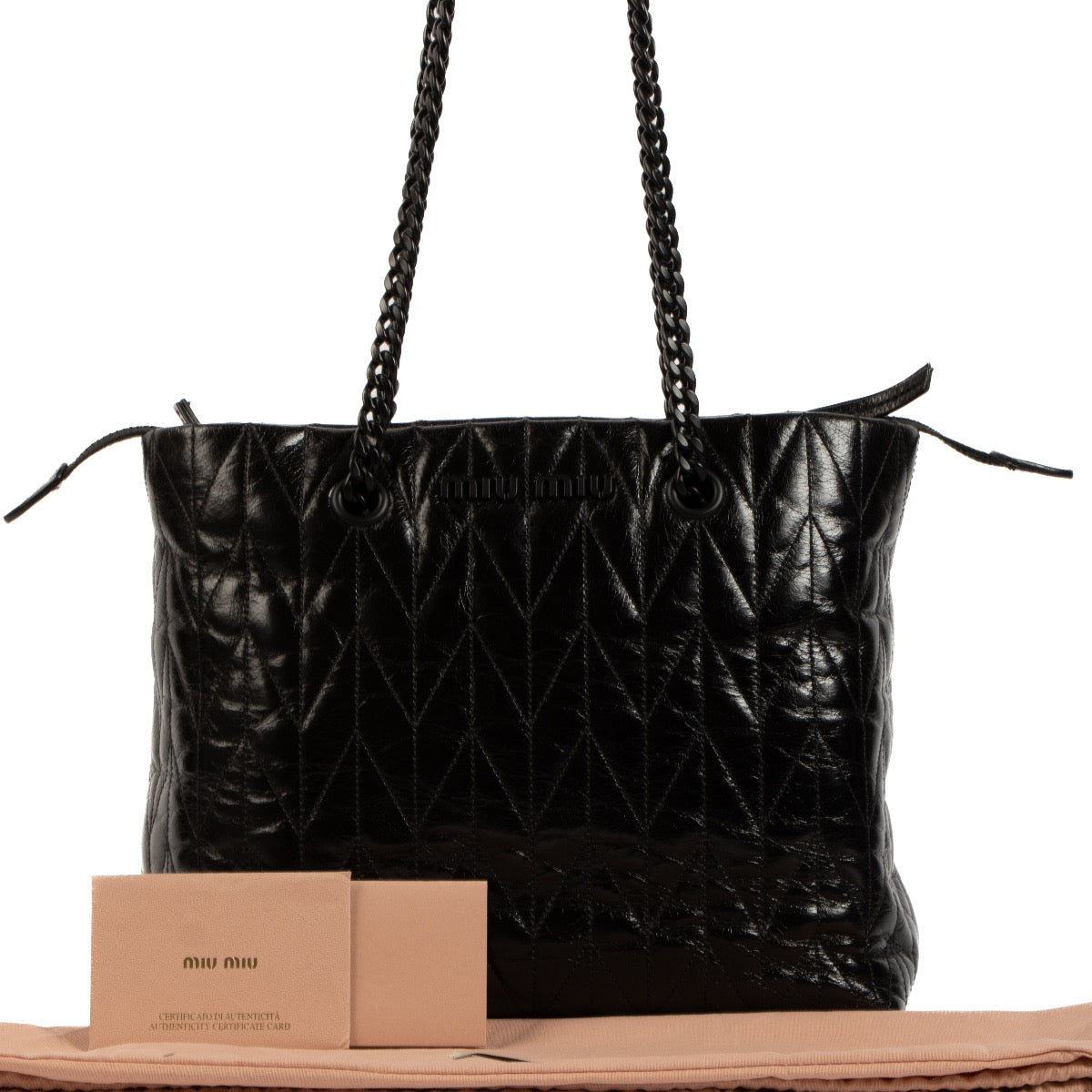 Shop 100% authentic second-hand Miu Miu Black Matelassé Leather Tote Bag on Labellov.com