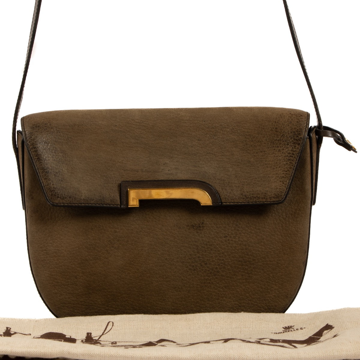Shop 100% authentic second-hand Delvaux Brown Nubuck Crossbody Bag on Labellov.com