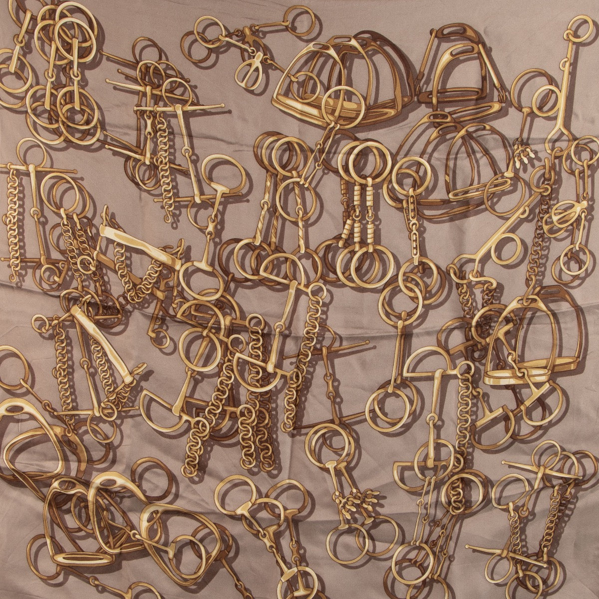 Gucci Gold and Taupe Horsebit Scarf