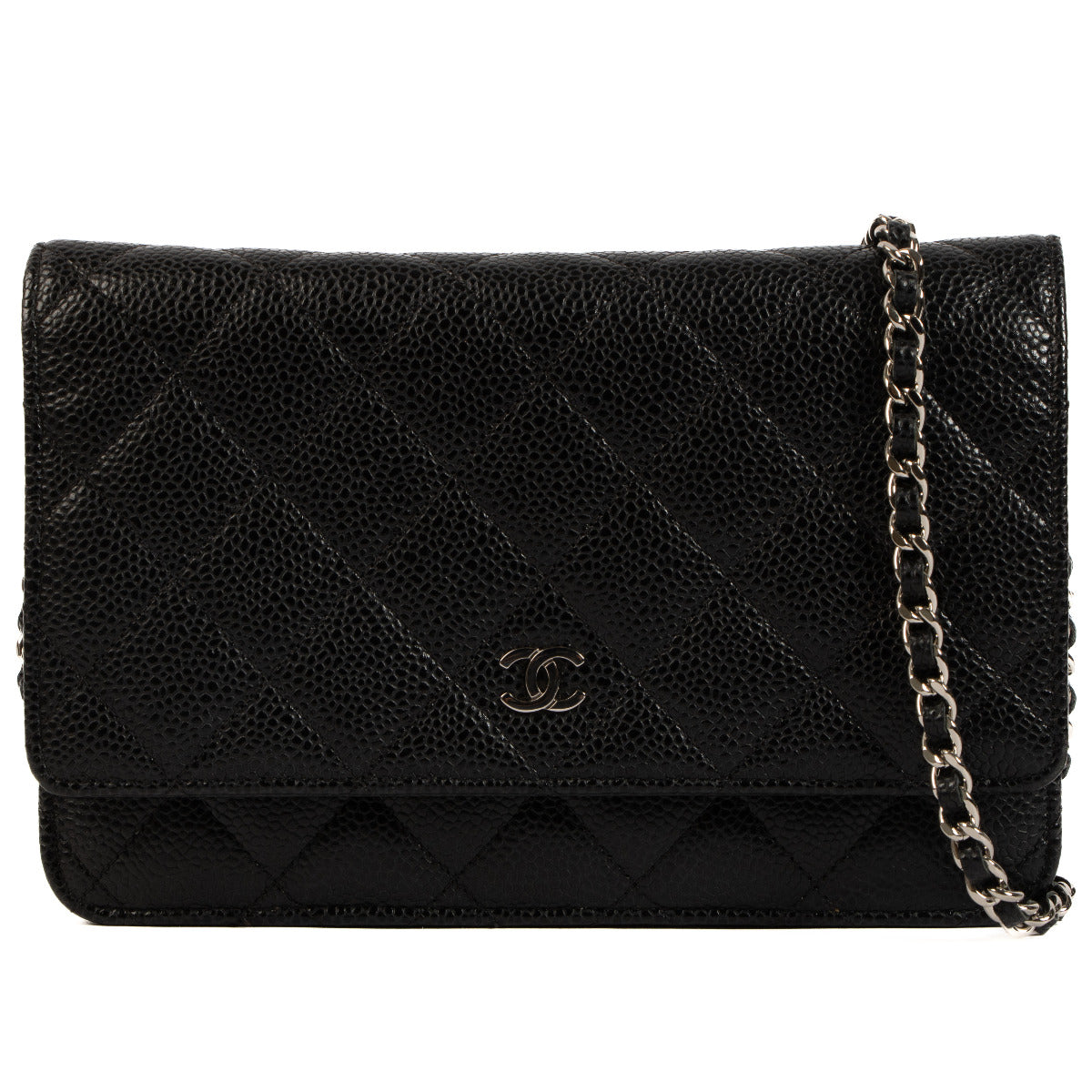 Chanel Black Caviar Leather Wallet On Chain PHW for the best price at Labellov secondhand luxury in Antwerp