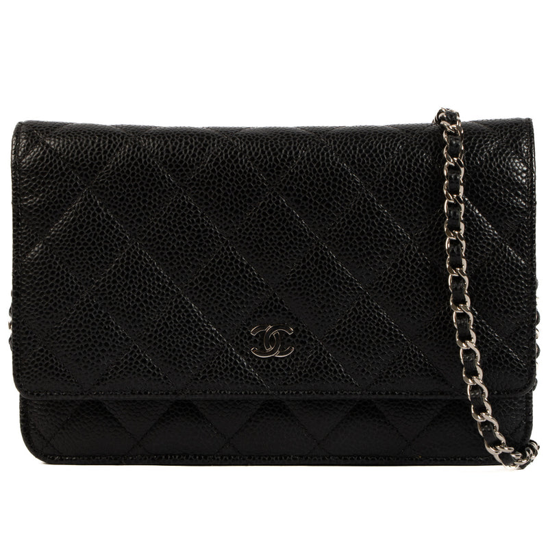 Chanel Black Caviar Leather Wallet On Chain PHW for the best price at Labellov secondhand luxury in Antwerp