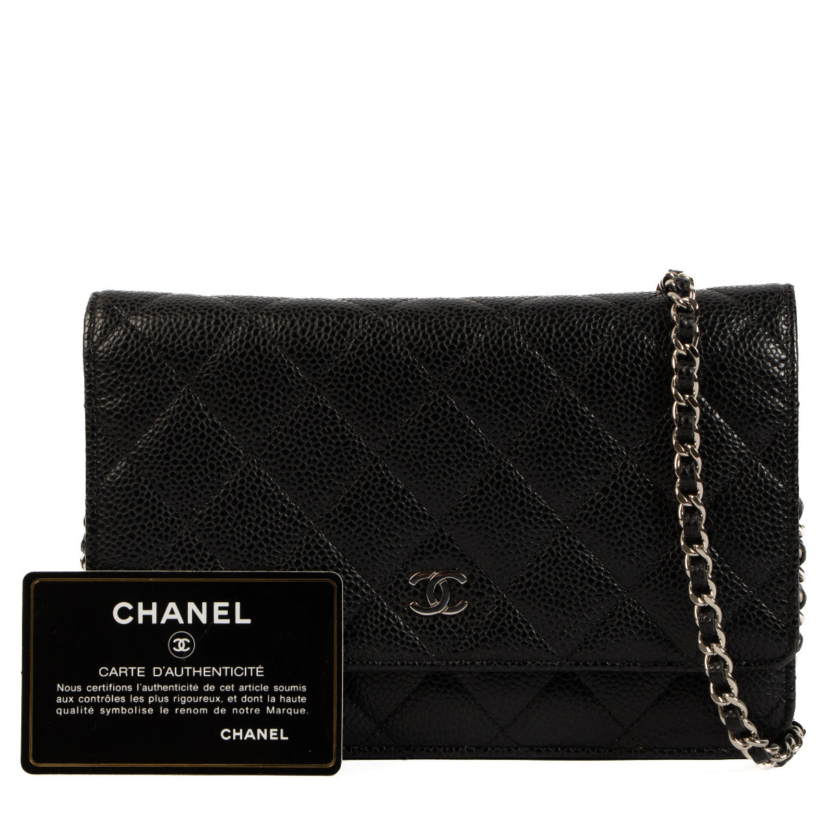 Chanel Black Caviar Leather Wallet On Chain PHW