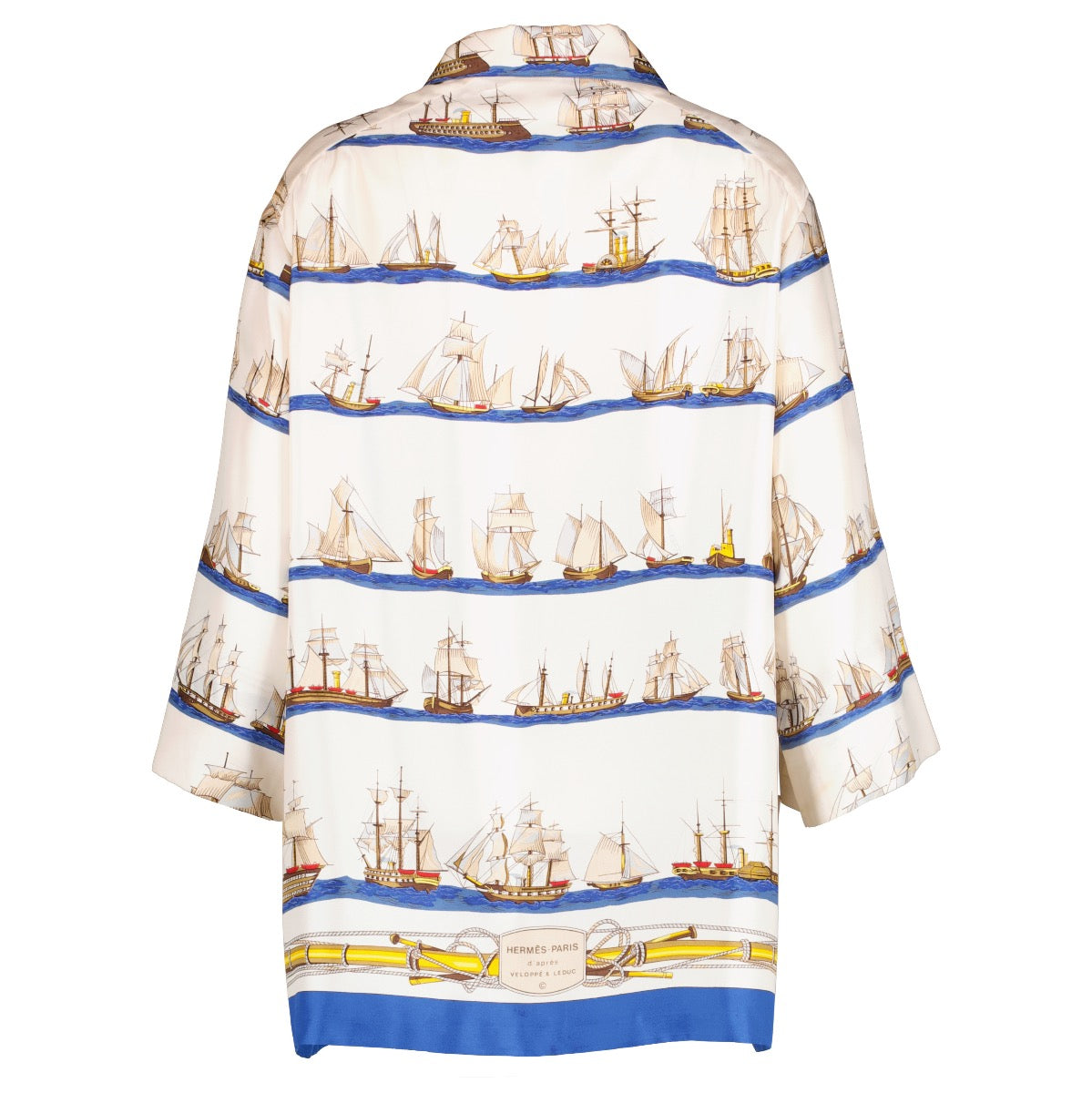 Shop 100% authentic second-hand Hermès Navires d'Europe A Voiles Mixtes Et A Vapeur Silk Shirt FR42 on Labellov.com
