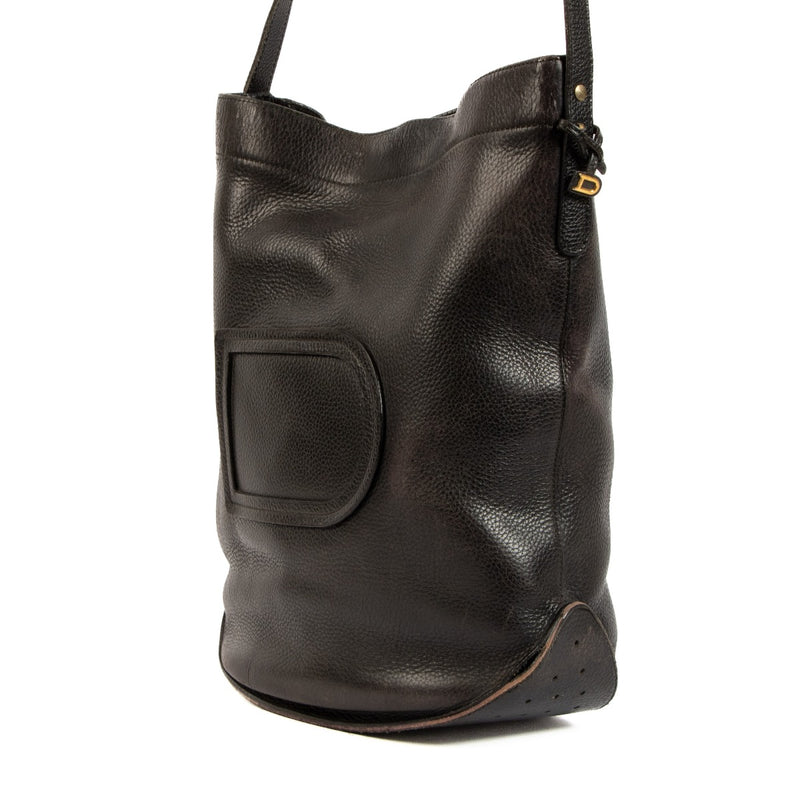 Delvaux Vintage Black Leather Pin Crossbody Bag