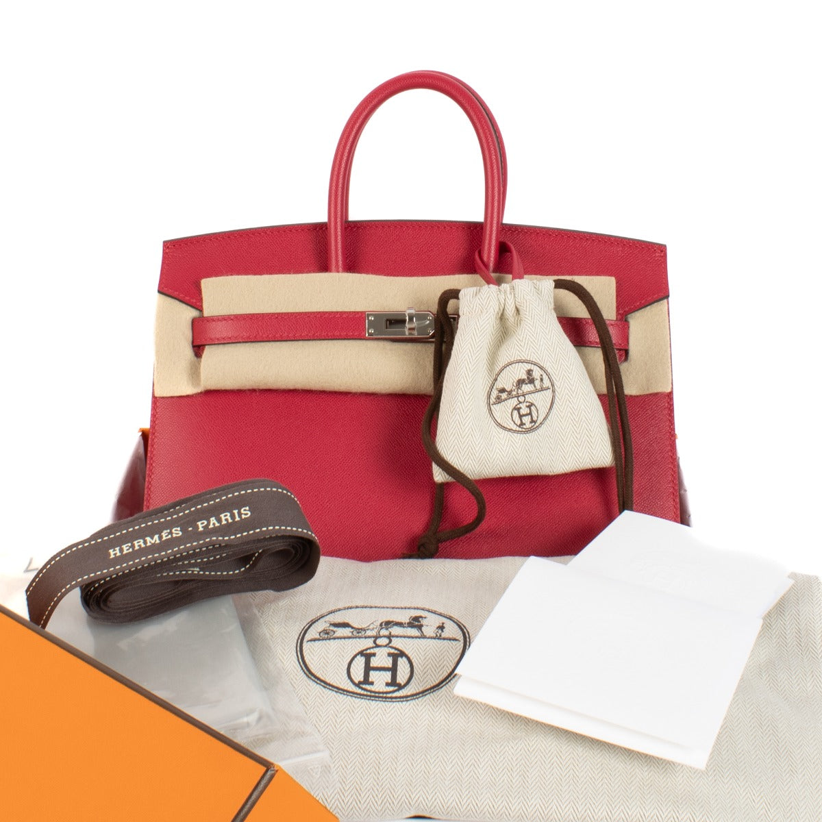 Authentic second hand brand new Hermès Birkin 25 Framboise Madam PHW on www.labellov.com