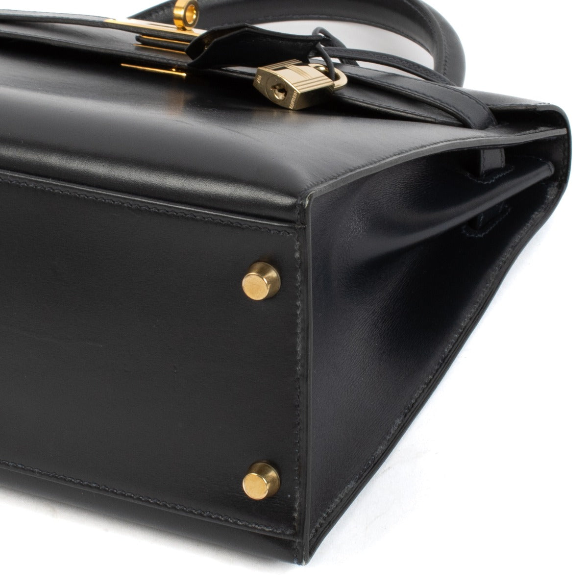 Hermès Vintage Kelly 32 Bleu Marine Box GHW