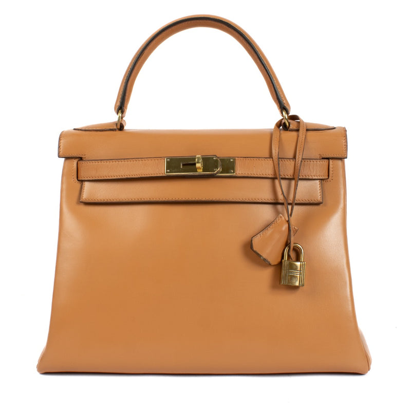 Hermès 1970 Vintage Kelly 28 Beige GHW