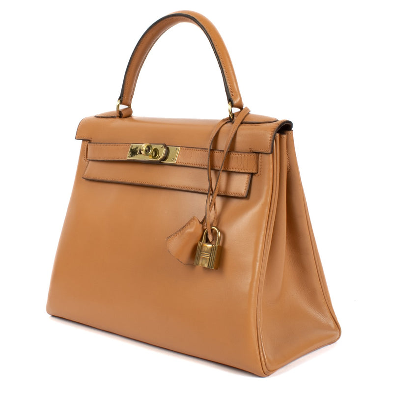 Hermès Vintage Kelly 28 Beige Box GHW