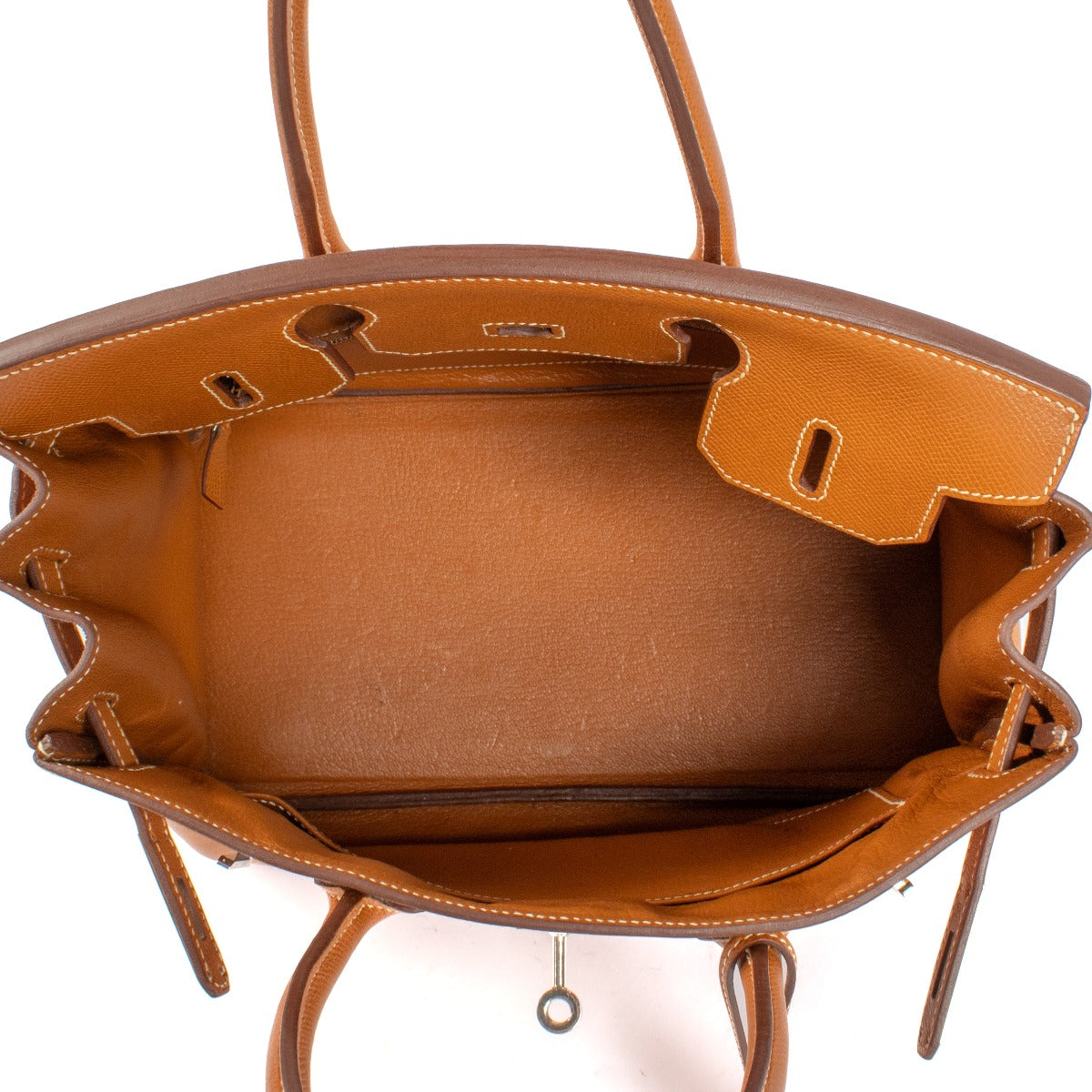 Authentic second hand vintage Hermès 2007 Birkin Retourne 30 Gold Epsom GHW on www.labellov.com