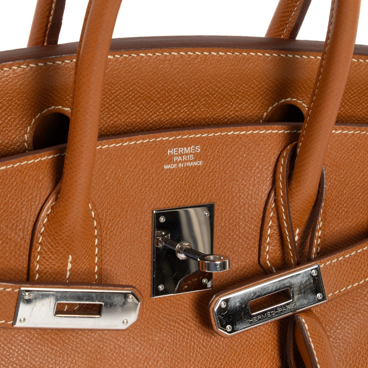 Authentic second hand vintage Hermès 2007 Birkin Retourne 30 Gold Epsom GHW on www.labellov.com