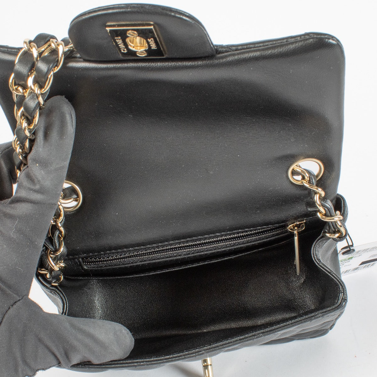 Authentic Second Hand Chanel Black Mini Square Classic flap bag on Labellov.com