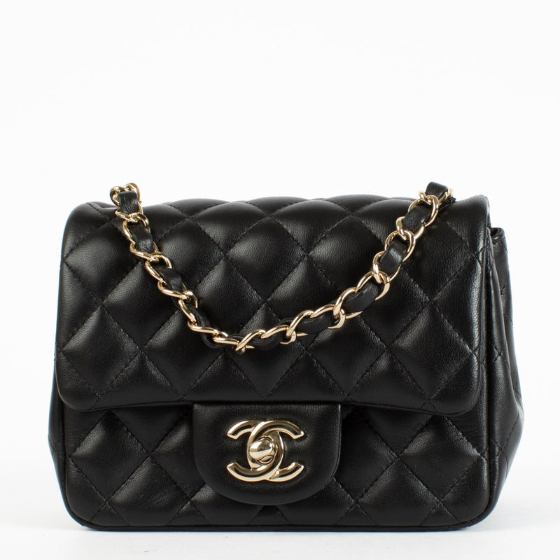 Authentic Second Hand Chanel Black Mini Square Classic flap bag on Labellov.com