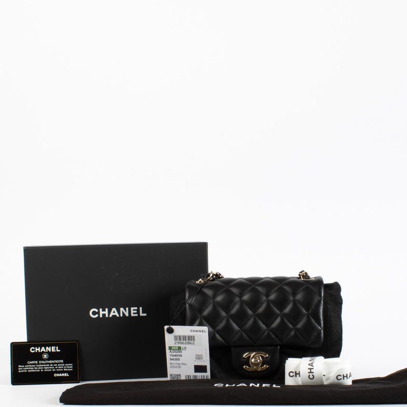 Authentic Second Hand Chanel Black Mini Square Classic flap bag on Labellov.com