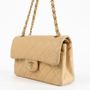 Authentic Preloved Chanel Beige Small Classic Handbag Classic Flap Bag Year: 2002-2003 on Labellov.com