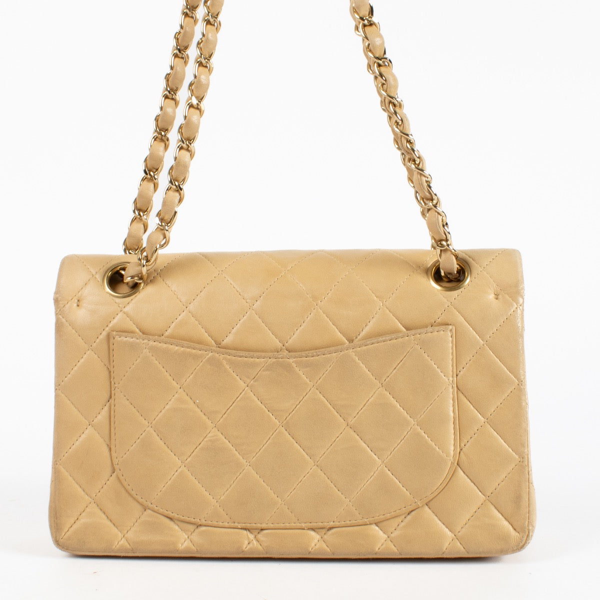 Authentic Preloved Chanel Beige Small Classic Handbag Classic Flap Bag Year: 2002-2003 on Labellov.com