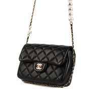 shop 100% authentic second hand Chanel Black Lambskin Logo Pearl Flap Bag on Labellov.com