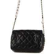 shop 100% authentic second hand Chanel Black Lambskin Logo Pearl Flap Bag on Labellov.com