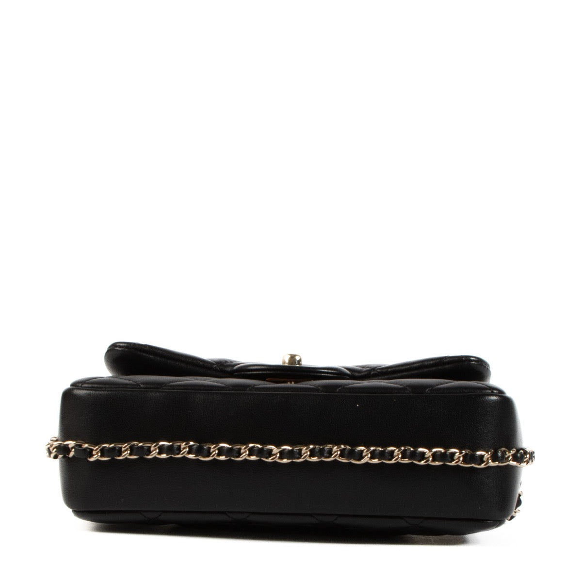 shop 100% authentic second hand Chanel Black Lambskin Logo Pearl Flap Bag on Labellov.com