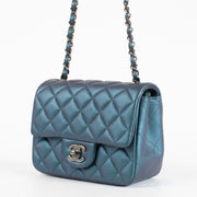 authentic preloved Chanel Blue Lambskin Metallic Classic Mini Square Bag on Labellov.com