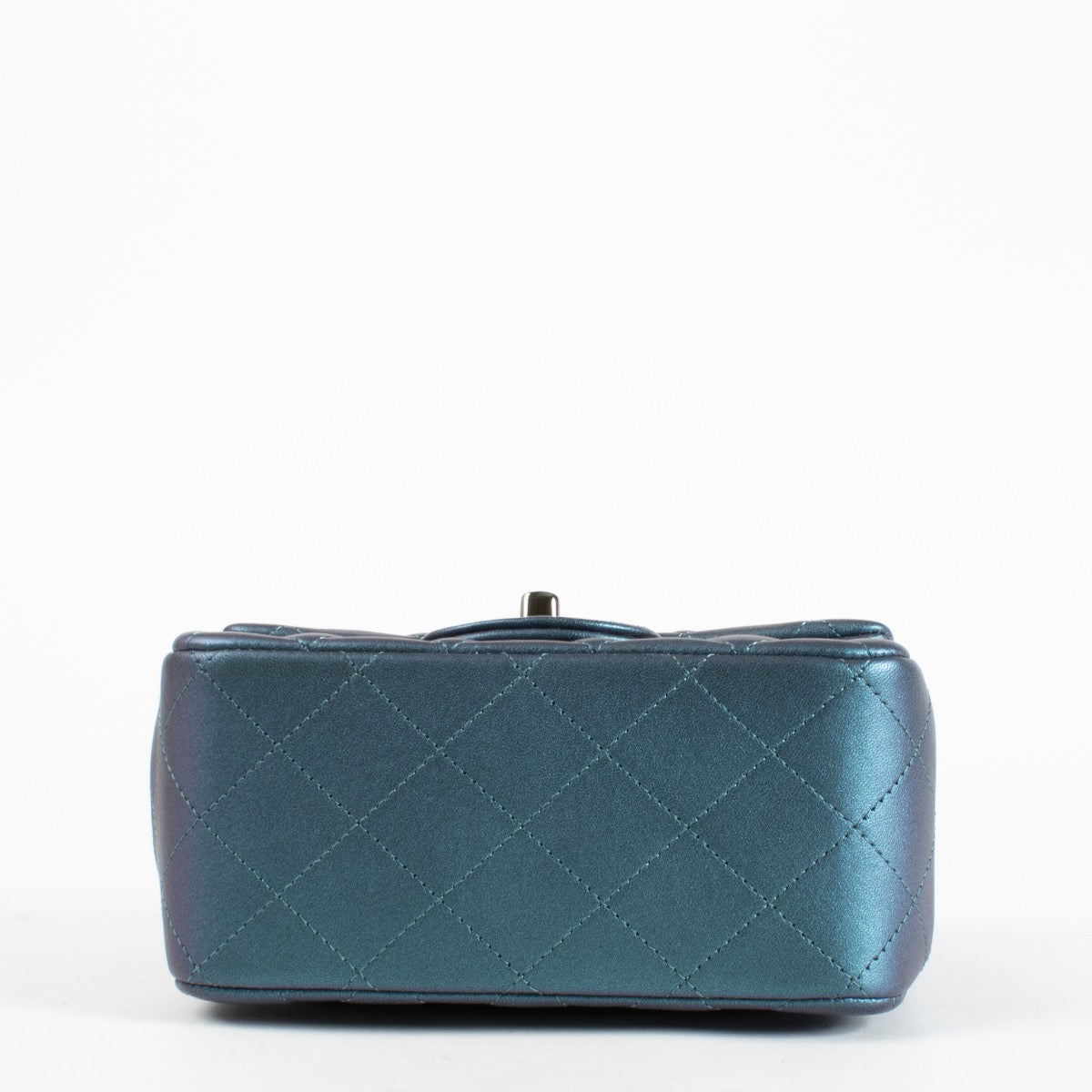 authentic preloved Chanel Blue Lambskin Metallic Classic Mini Square Bag on Labellov.com