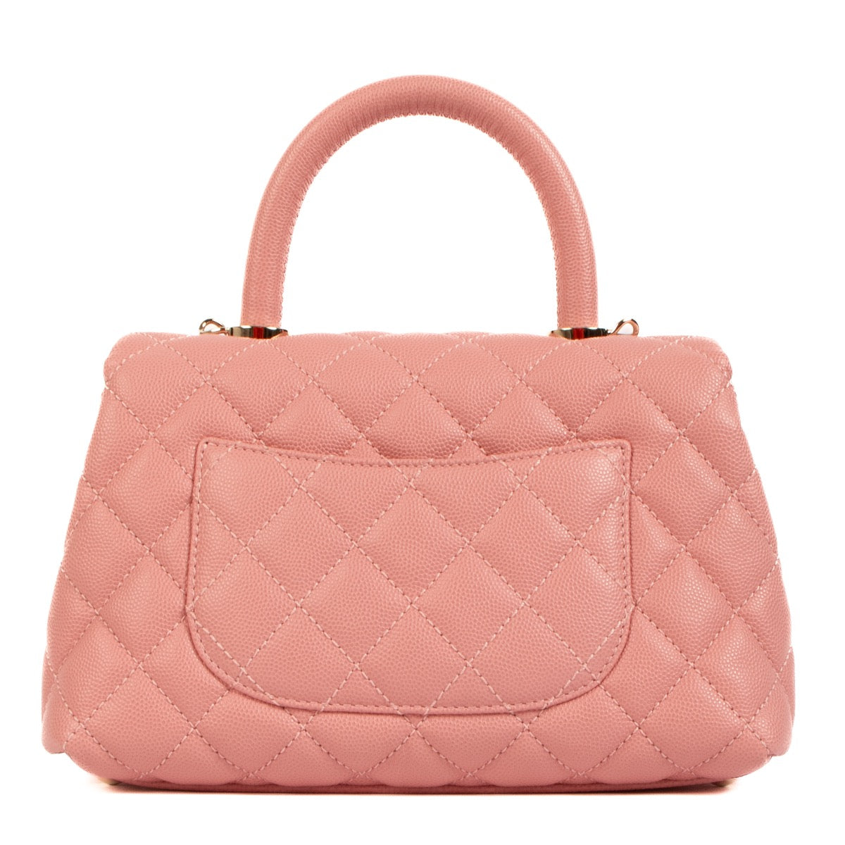 Shop safe online at Labellov in Antwerp, Brussels and Knokke this 100% authentic second hand Chanel Pink Caviar Leather Small Coco Top Handle