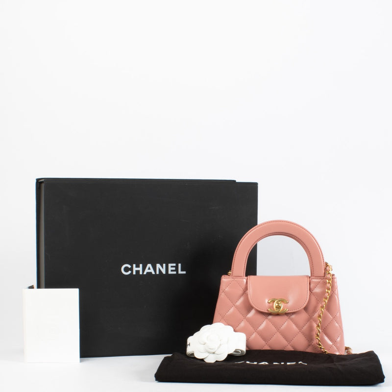 Authentic Second Hand Chanel Pink Lambskin Kelly Nano Mini Shopping Bag on Labellov.com