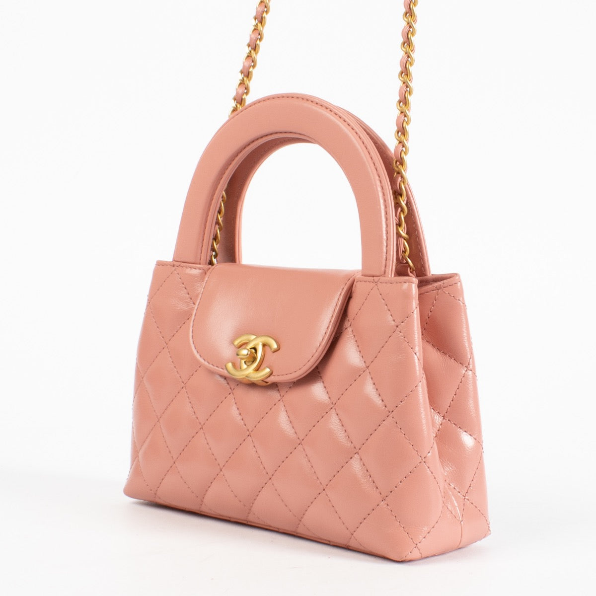 Authentic Second Hand Chanel Pink Lambskin Kelly Nano Mini Shopping Bag on Labellov.com